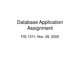 Database Application Assignment