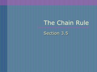 The Chain Rule