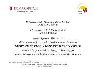 Il Presidente del Municipio Roma XII Eur Pasquale Calzetta