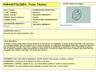 PARASITOLOGÍA. Ficha Técnica