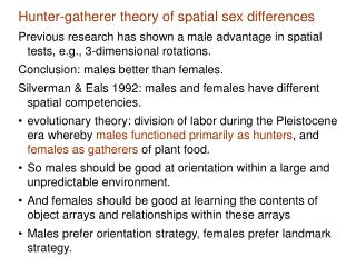 Hunter-gatherer theory of spatial sex differences