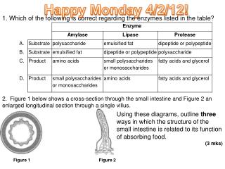 1. Which of the following is correct regarding the enzymes listed in the table?