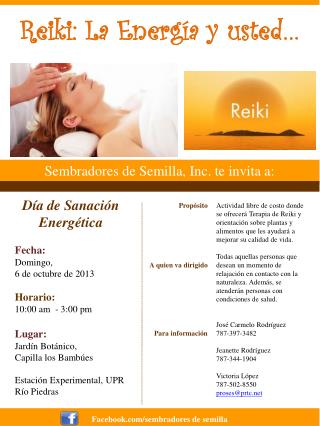 Día de Sanación Energética Fecha: Domingo, 6 de octubre de 2013 Horario: 10:00 am - 3:00 pm