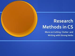 Research Methods in CS