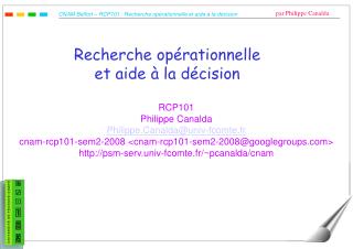 Recherche opérationnelle et aide à la décision