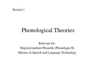 Phonological Theories