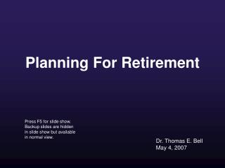 Planning For Retirement