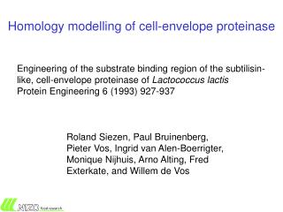 Homology modelling of cell-envelope proteinase