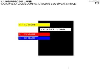 IL LINGUAGGIO DELL’ARTE IL COLORE, LA LUCE E L’OMBRA, IL VOLUME E LO SPAZIO. L’INDICE