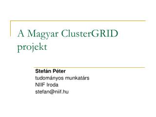 A Magyar ClusterGRID projekt