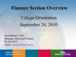 Finance Section Overview