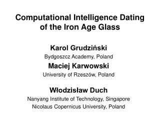 Computational Intelligence Dating of the Iron Age Glass