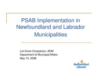 PSAB Implementation in Newfoundland and Labrador Municipalities