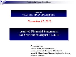 2009-10 YEAR END FINANCIAL REPORT