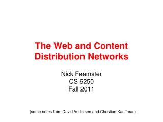 The Web and Content Distribution Networks