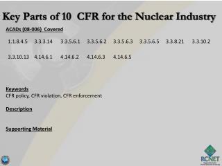 ACADs (08-006) Covered Keywords CFR policy, CFR violation, CFR enforcement Description