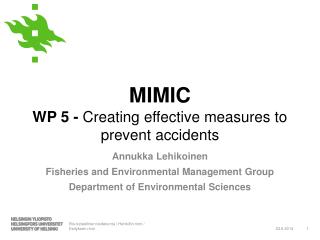 MIMIC WP 5 - Creating effective measures to prevent accidents