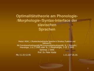 Optimalitätstheorie am Phonologie-/Morphologie-/Syntax-Interface der slavischen Sprachen