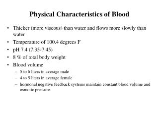 Physical Characteristics of Blood