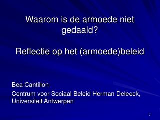 Waarom is de armoede niet gedaald? Reflectie op het (armoede)beleid