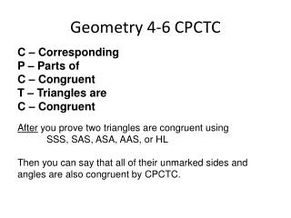 Geometry 4-6 CPCTC