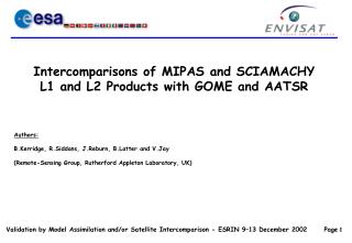 Intercomparisons of MIPAS and SCIAMACHY L1 and L2 Products with GOME and AATSR