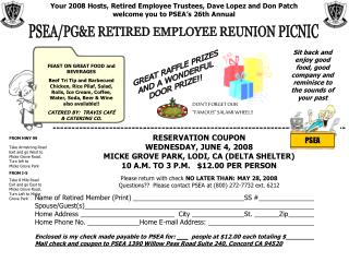 PSEA/PG&amp;E RETIRED EMPLOYEE REUNION PICNIC