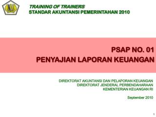 PSAP NO. 01 PENYAJIAN LAPORAN KEUANGAN