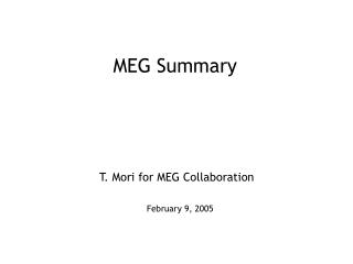 MEG Summary