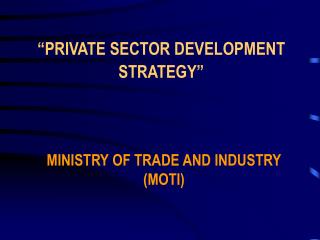 “PRIVATE SECTOR DEVELOPMENT STRATEGY”