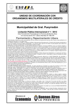 Licitación Pública Internacional nº 1 / 2012