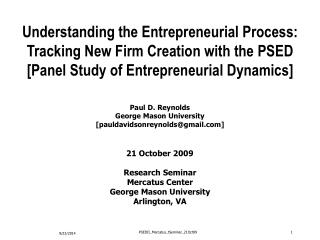 21 October 2009 Research Seminar Mercatus Center George Mason University Arlington, VA