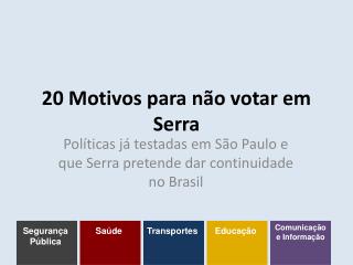 20 Motivos para não votar em Serra