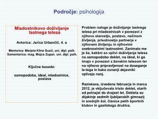 Področje: psihologija