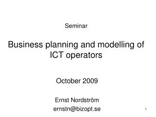 Seminar Business planning and modelling of ICT operators