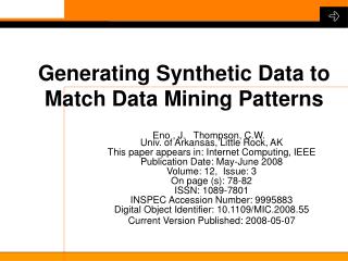 Generating Synthetic Data to Match Data Mining Patterns