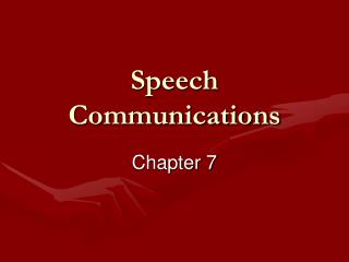 Speech Communications