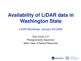 Availability of LiDAR data in Washington State