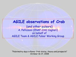 AGILE observations of Crab (and other pulsars)
