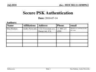 Secure PSK Authentication