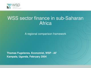 WSS sector finance in sub-Saharan Africa A regional comparison framework
