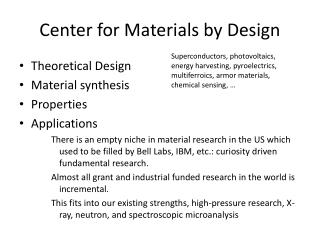 Center for Materials by Design