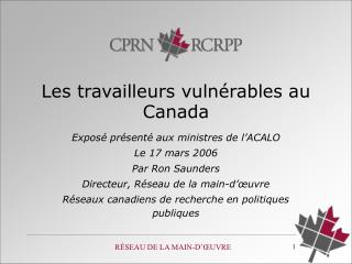 Les tr availleurs vulnérables au Canada