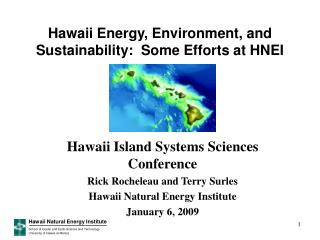 Hawaii Energy, Environment, and Sustainability: Some Efforts at HNEI