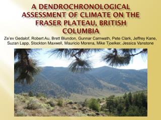 A dendrochronological assessment of climate on the Fraser Plateau, British Columbia
