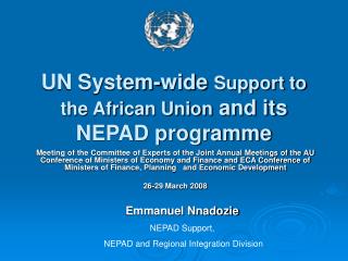 UN System-wide Support to the African Union and its NEPAD programme