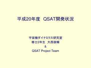 平成 20 年度　 QSAT 開発状況