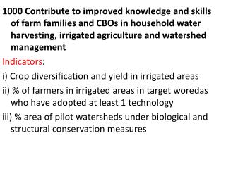 Output 1500 1500 Watershed management strengthened (Indicators)