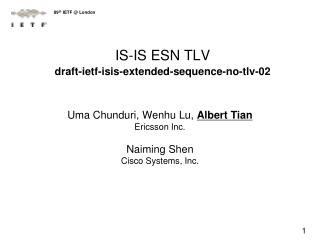 IS-IS ESN TLV draft-ietf-isis-extended-sequence-no-tlv-02