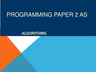 Algorithms